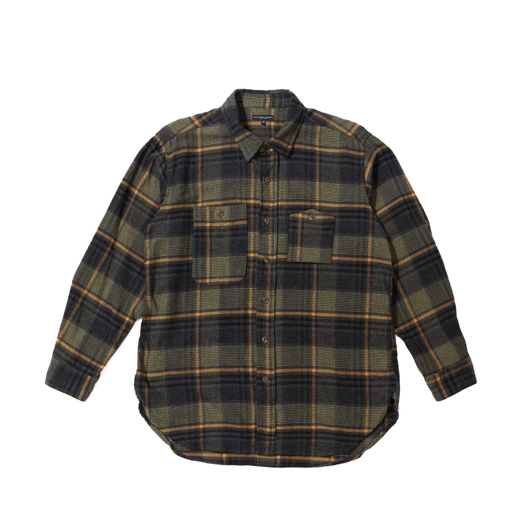 Work Shirt - Yellow/Gray Cotton Plaid Flannel
