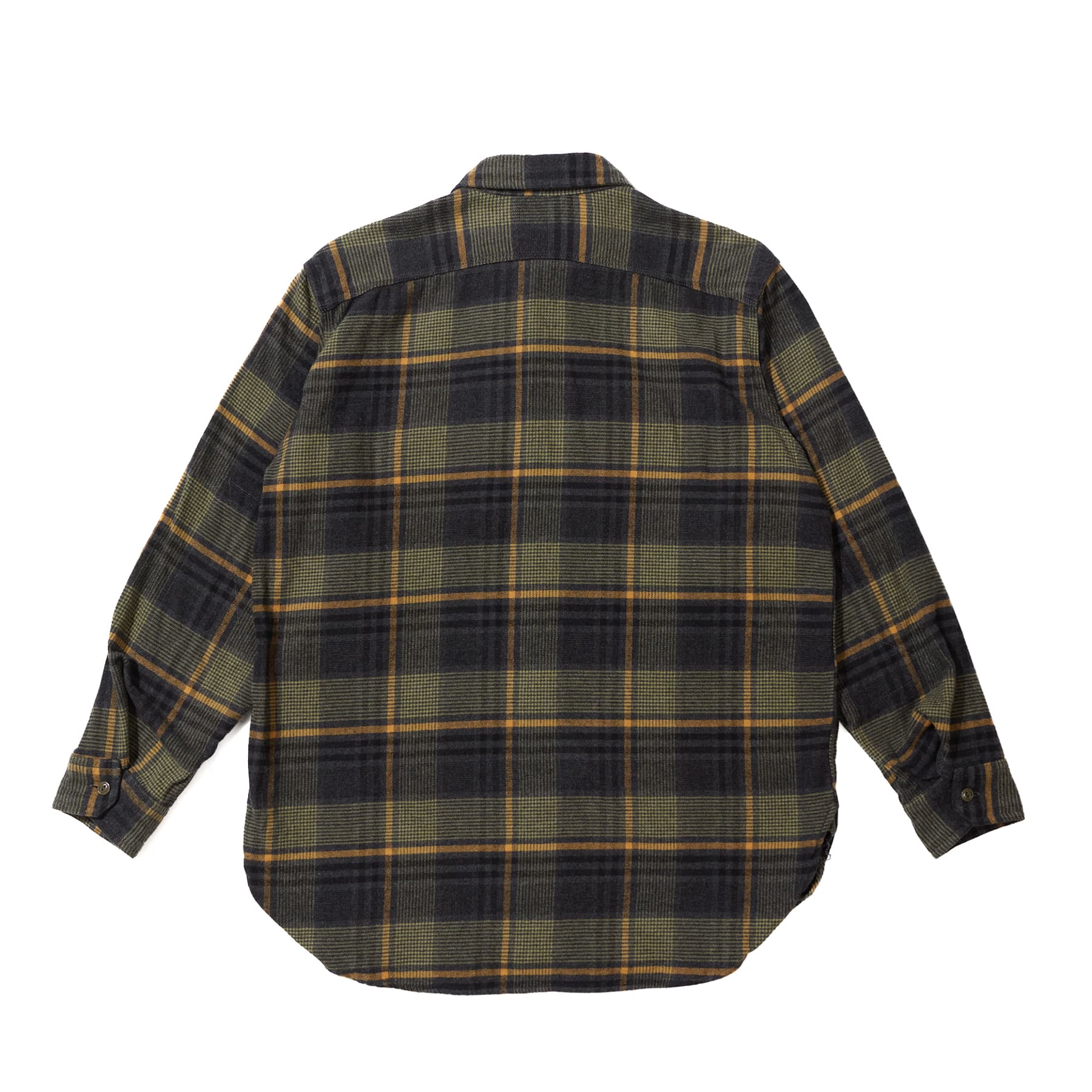 Work Shirt - Yellow/Gray Cotton Plaid Flannel
