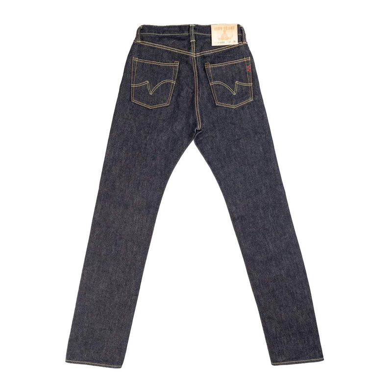 Iron Heart IH-888S-21 21oz Selvedge Denim Medium/High Rise Tapered Cut Jeans Indigo Rear Shape
