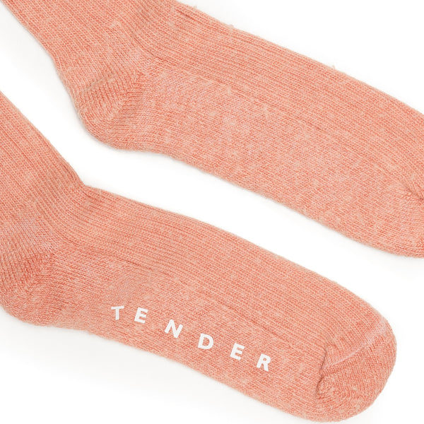 Tender Co. Cotton Yarn Rib Socks Red Ochre Detail