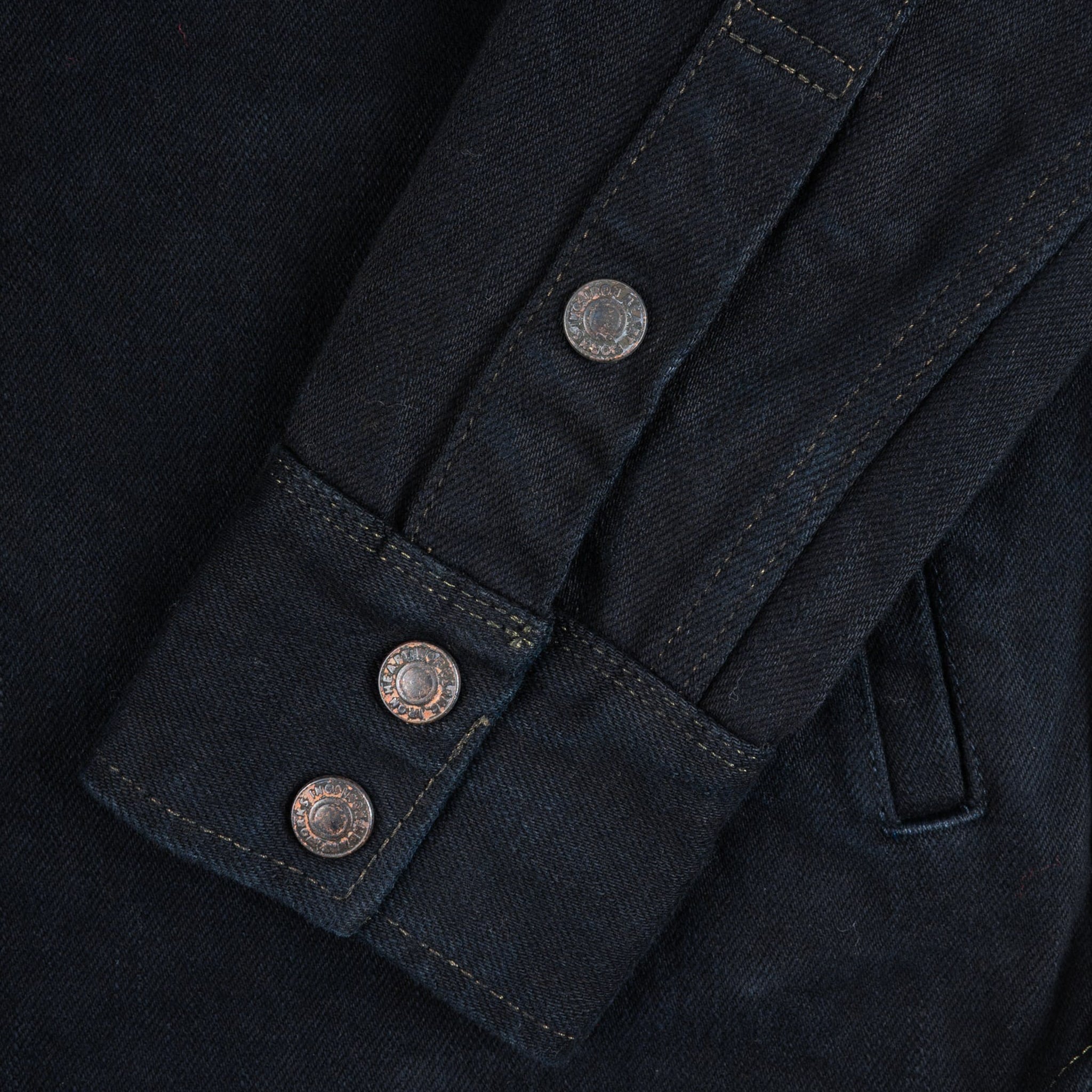 IHSH-293-OD 18oz Vintage Selvedge Denim CPO Shirt - Indigo Overdyed Black