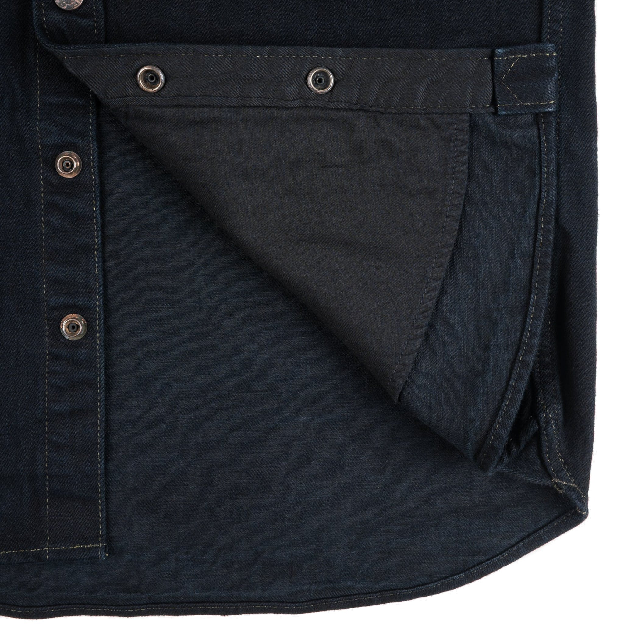 IHSH-293-OD 18oz Vintage Selvedge Denim CPO Shirt - Indigo Overdyed Black