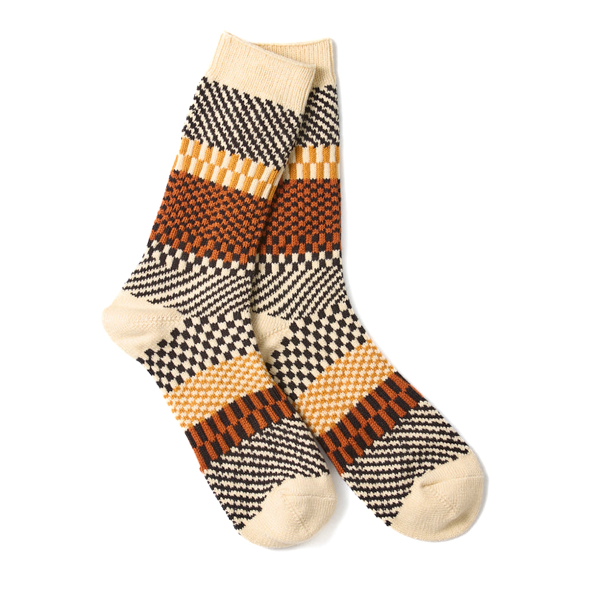 R1549 Check & Step Socks - Black