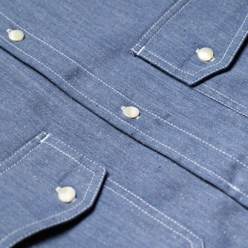 3sixteen Crosscut Western - Handloom Cerulean Khadi Denim Front Placket