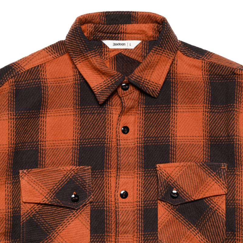 3sixteen Crosscut Flannel Rust Twill Plaid Collar