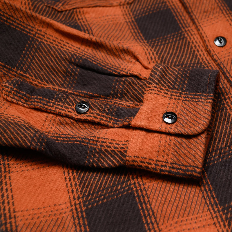 3sixteen Crosscut Flannel Rust Twill Plaid Cuff Detail