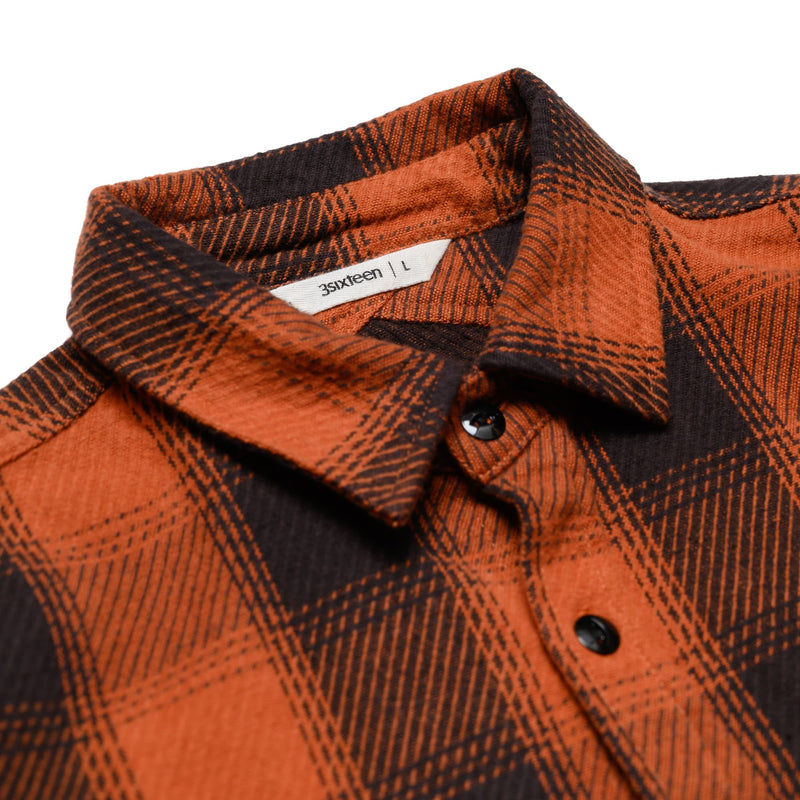 3sixteen Crosscut Flannel Rust Twill Plaid Label Detail