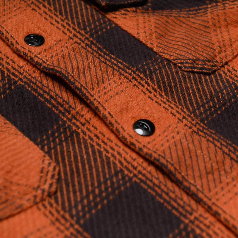 3sixteen Crosscut Flannel Rust Twill Plaid Placket Detail