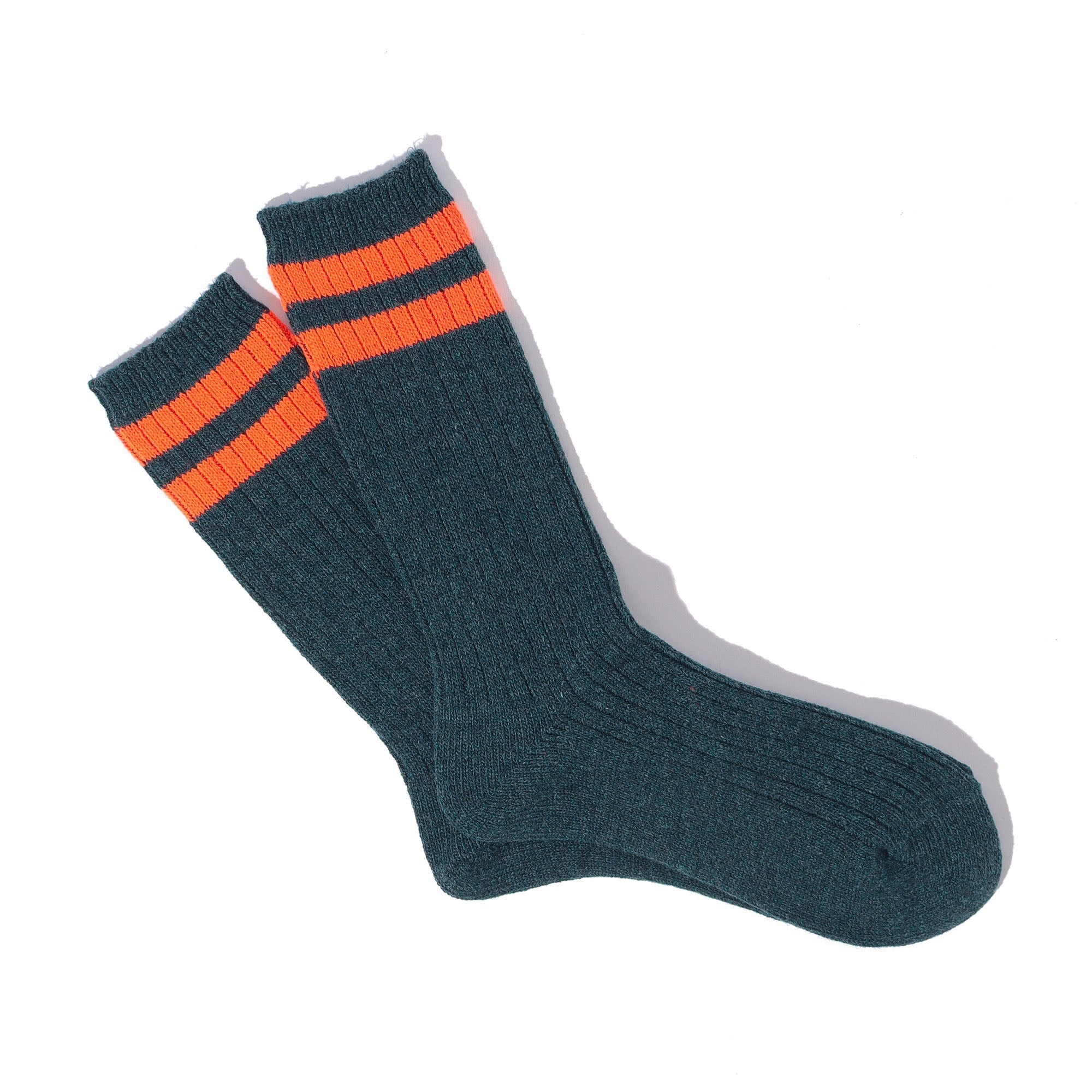 Wool Cashmere Neon Stripes Crew - Ink Blue