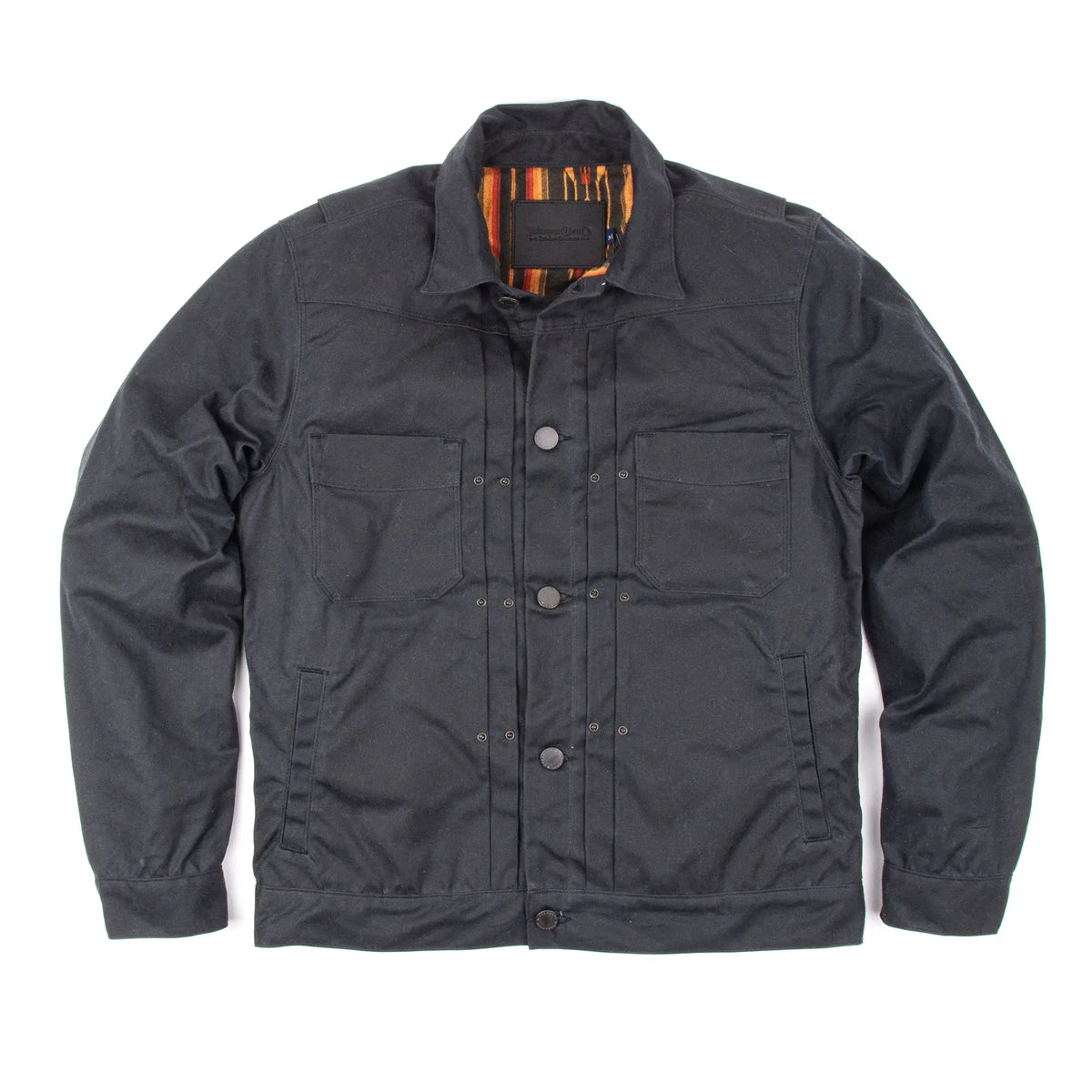 RJ 1 Riders Jacket Waxed Canvas Black Rust lining S