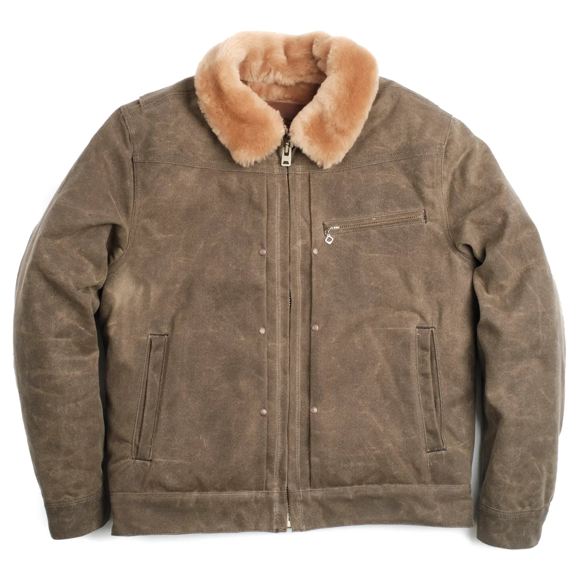RJ-2 20oz Shearling Lined Waxed Canvas Jacket - Tobacco