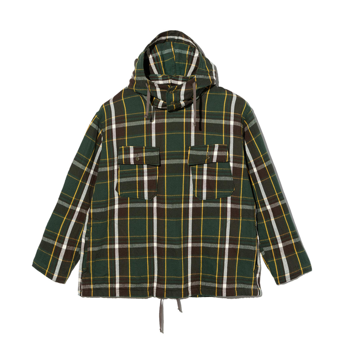 Cagoule Shirt - Olive/Brown Cotton Heavy Twill Plaid