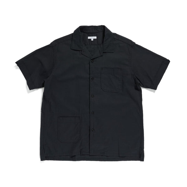 Engineered Garments Camp Shirt Black Cotton Handkerchief Front