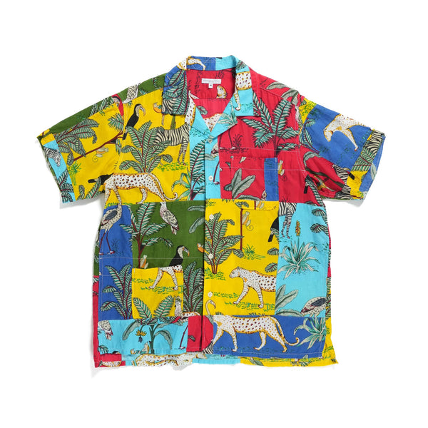 Engineered Garments Camp Shirt Multi Color Animal Print Patchwork Front
