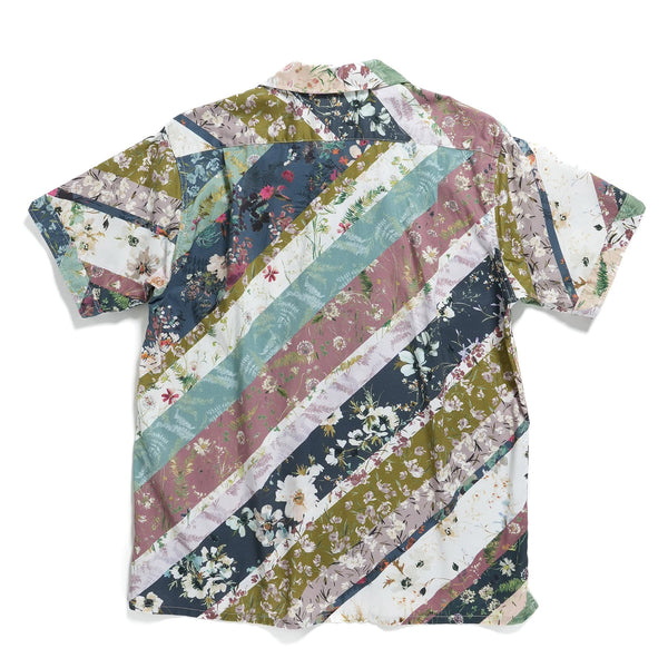 Engineered Garments Camp Shirt Navy Cotton Diagonal Print Rear