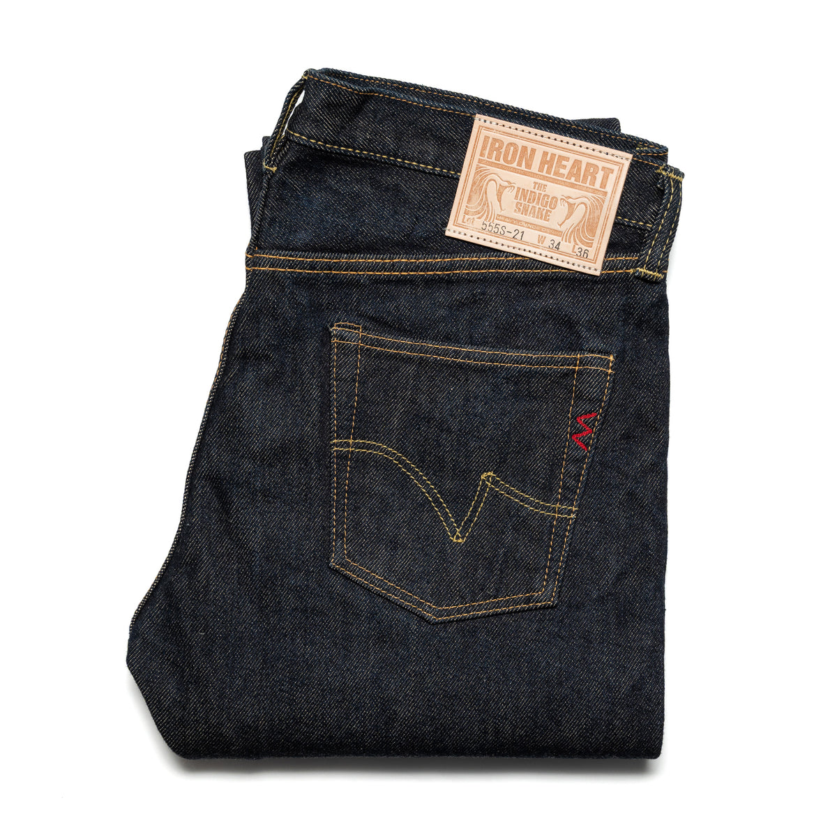 Iron Heart IH-555S-21 21oz Selvedge Denim Slim Cut Jeans Indigo 