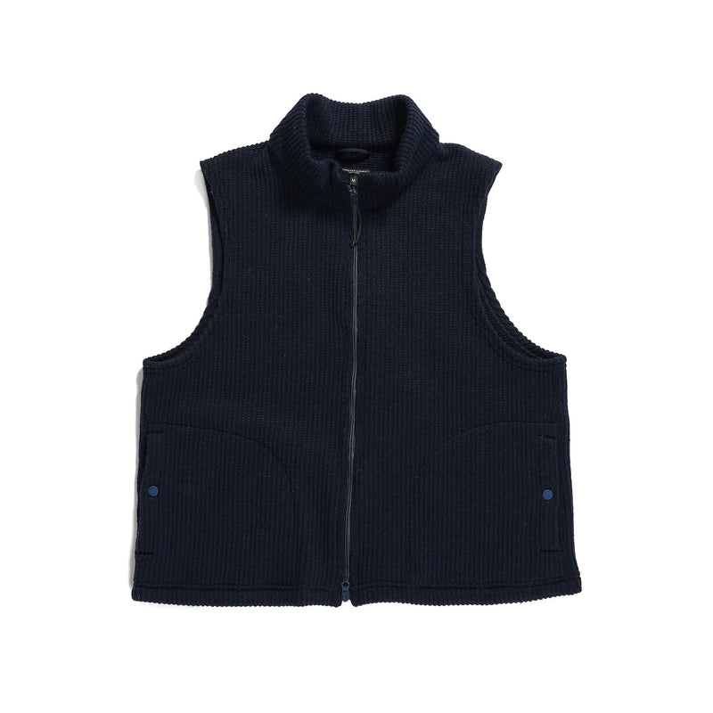 Engineered Garments High Mock Knit Vest Navy Wool Poly Sweater Knit