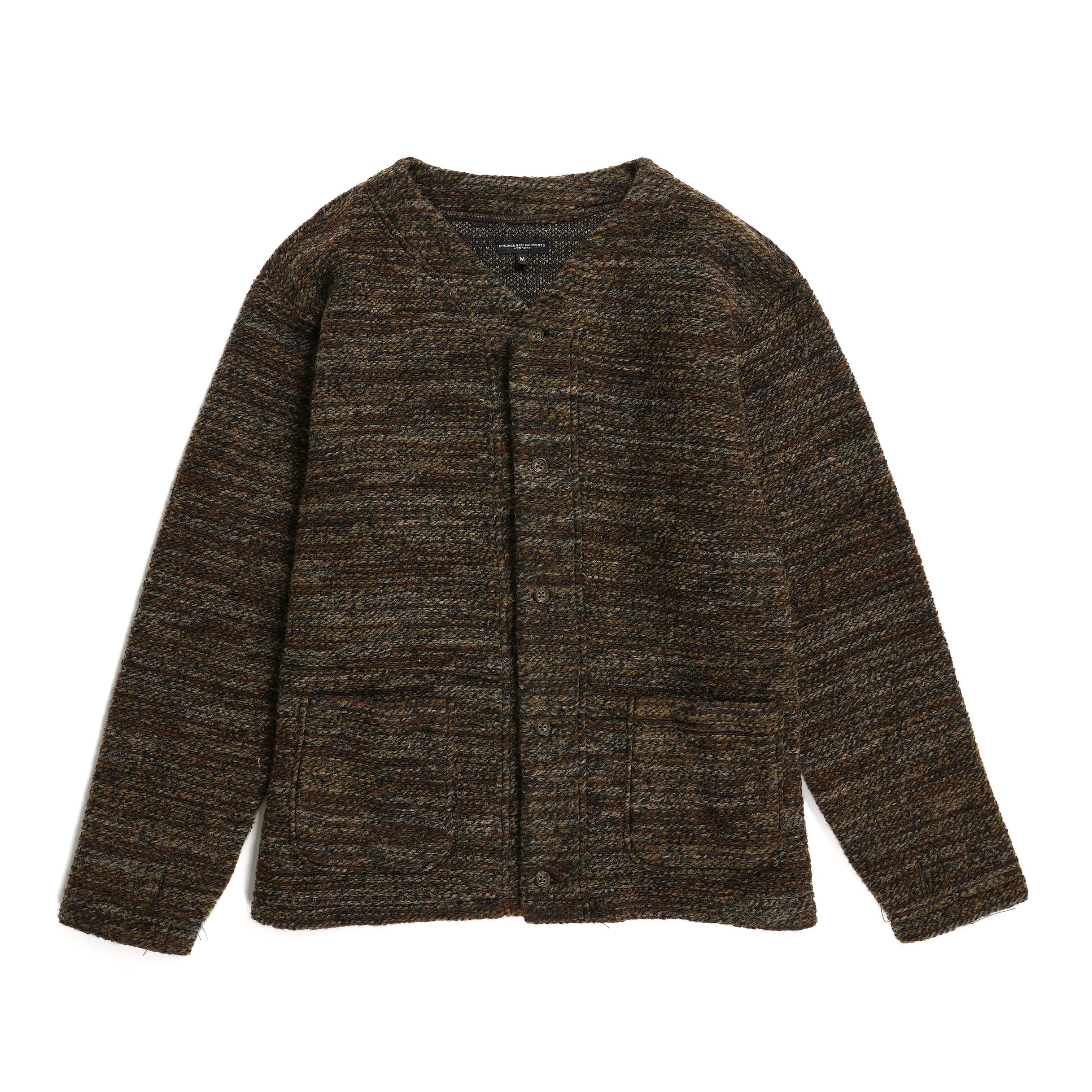 Engineered Garments Knit Cardigan Brown Poly Wool Melange Knit