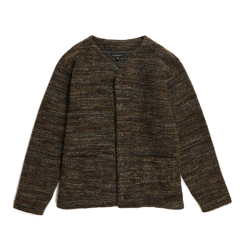 Engineered Garments Knit Cardigan Brown Poly Wool Melange Knit