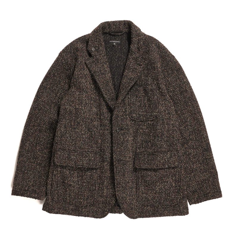 Engineered Garments Loiter Jacket Dark Brown Polyester Wool Tweed Boucle