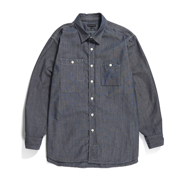 Engineered Garments Work Shirt Blue Cotton Chambray