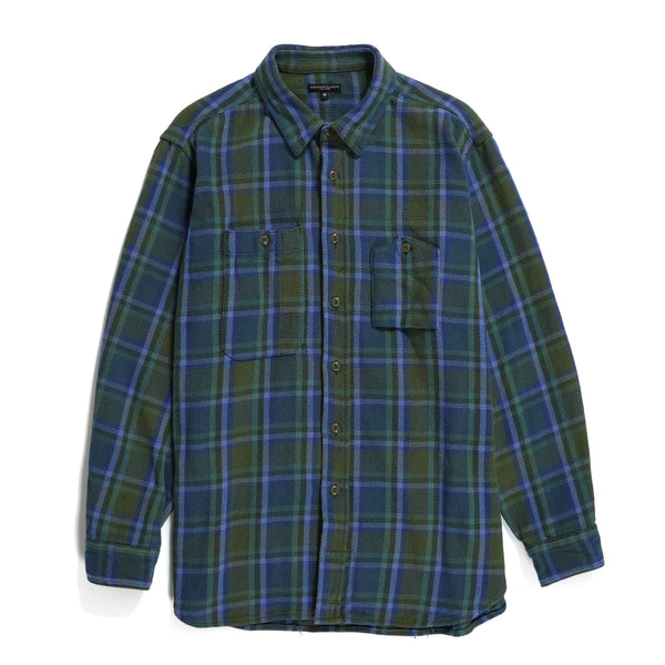 Engineered Garments Work Shirt Green Cotton Heavy Twill Plaid