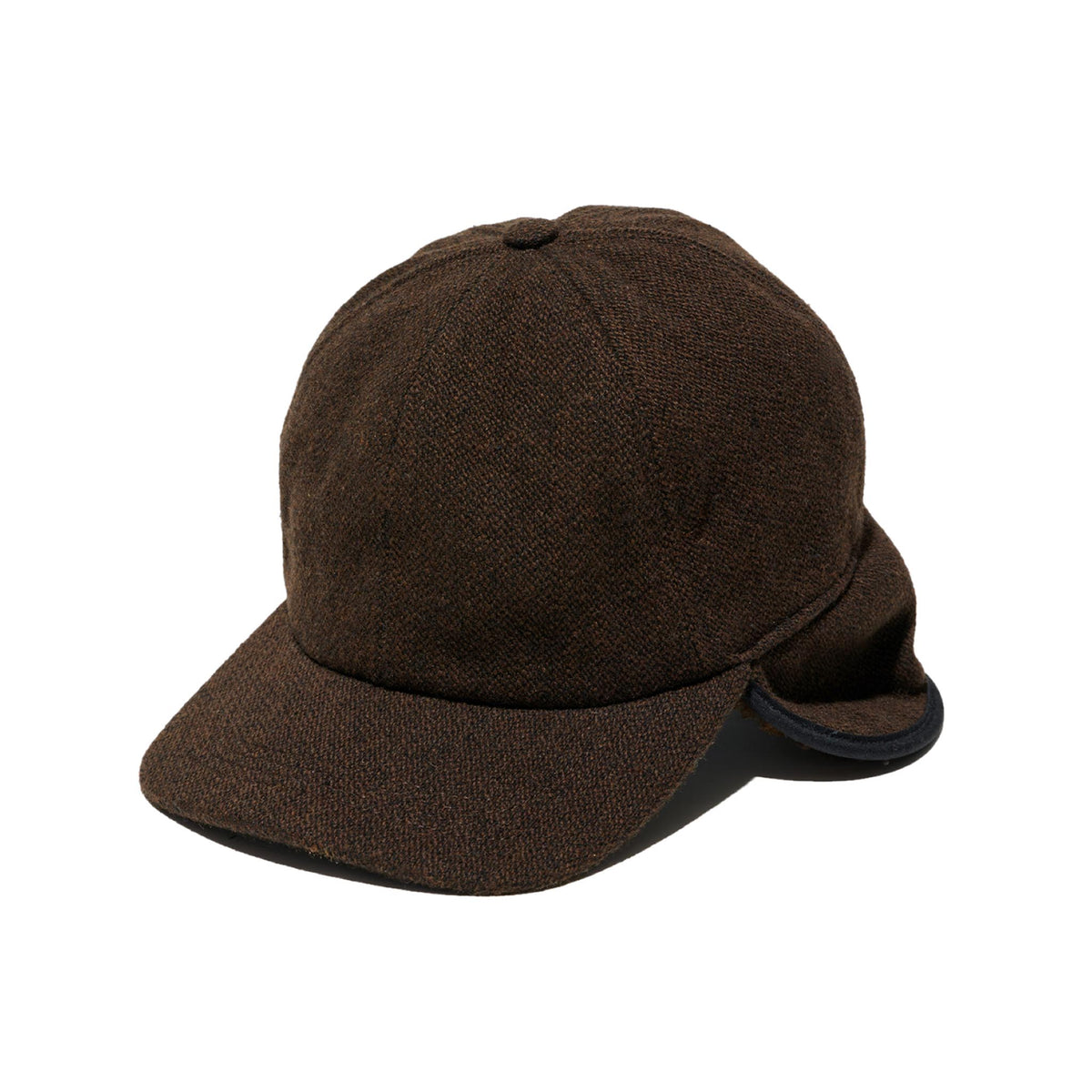 Hunting Cap - Dark Brown Wool Poly Heavy Tweed