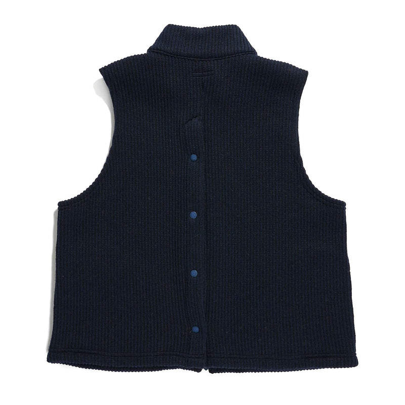 Engineered Garments High Mock Knit Vest Navy Wool Poly Sweater Knit Rear