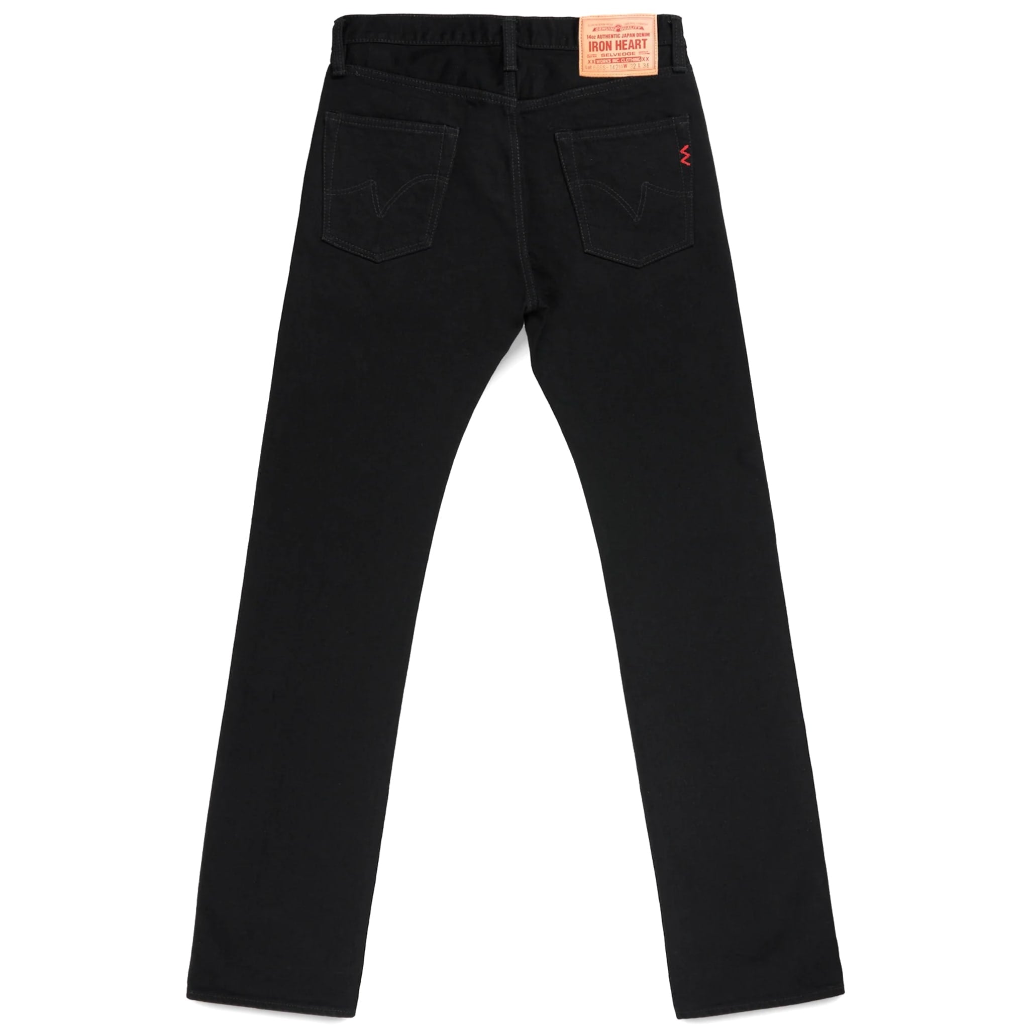 IH-666S-142bb 14oz Selvedge Denim Slim Straight Cut Jeans - Black/Black