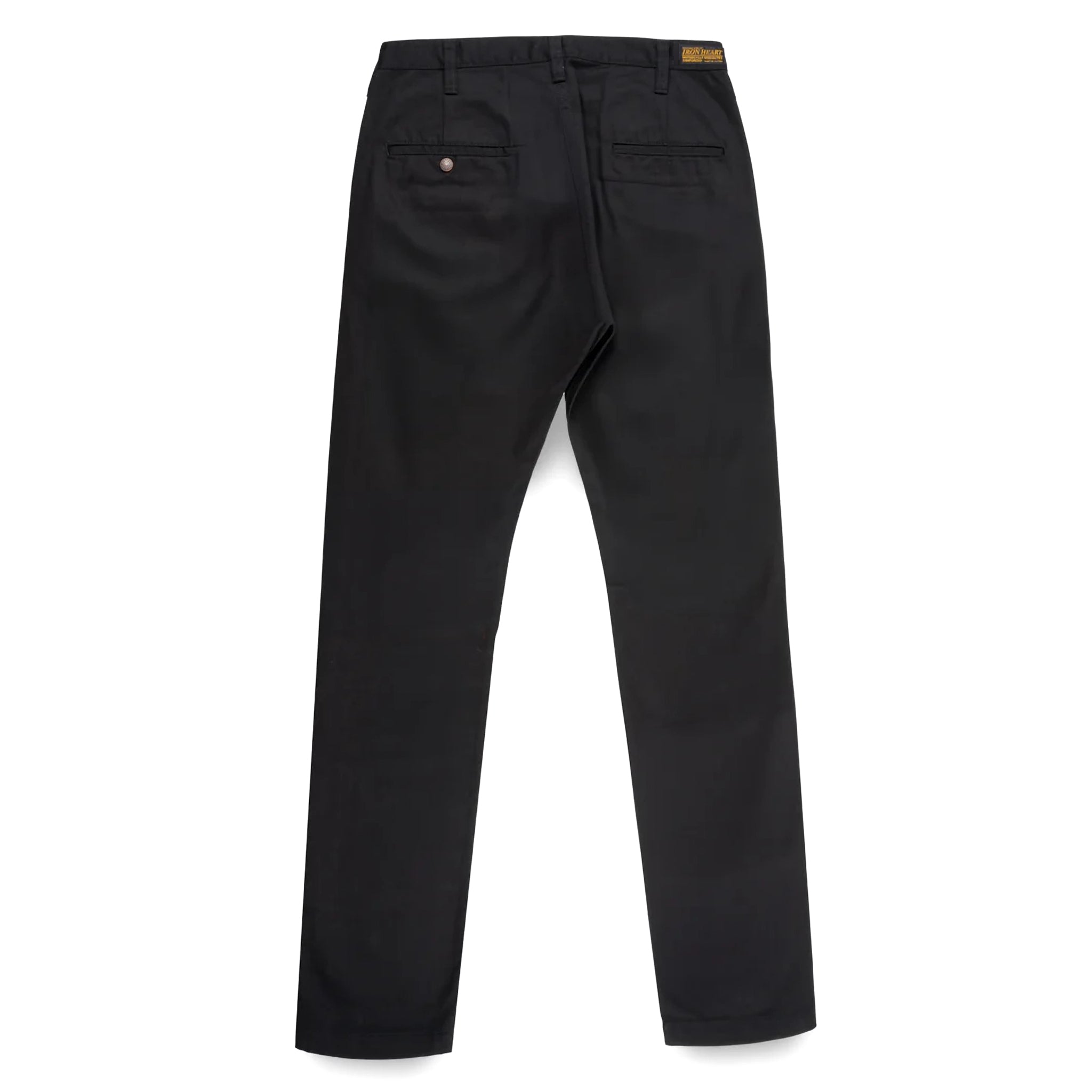 IH-727-BLK 9oz Mercerised Selvedge Cotton Medium/High Rise Tapered Chinos - Black
