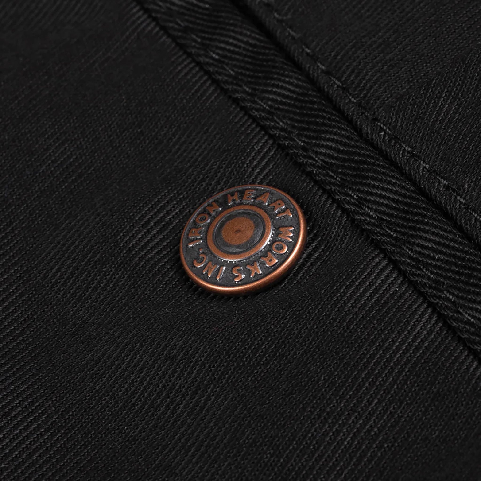 IH-727-BLK 9oz Mercerised Selvedge Cotton Medium/High Rise Tapered Chinos - Black