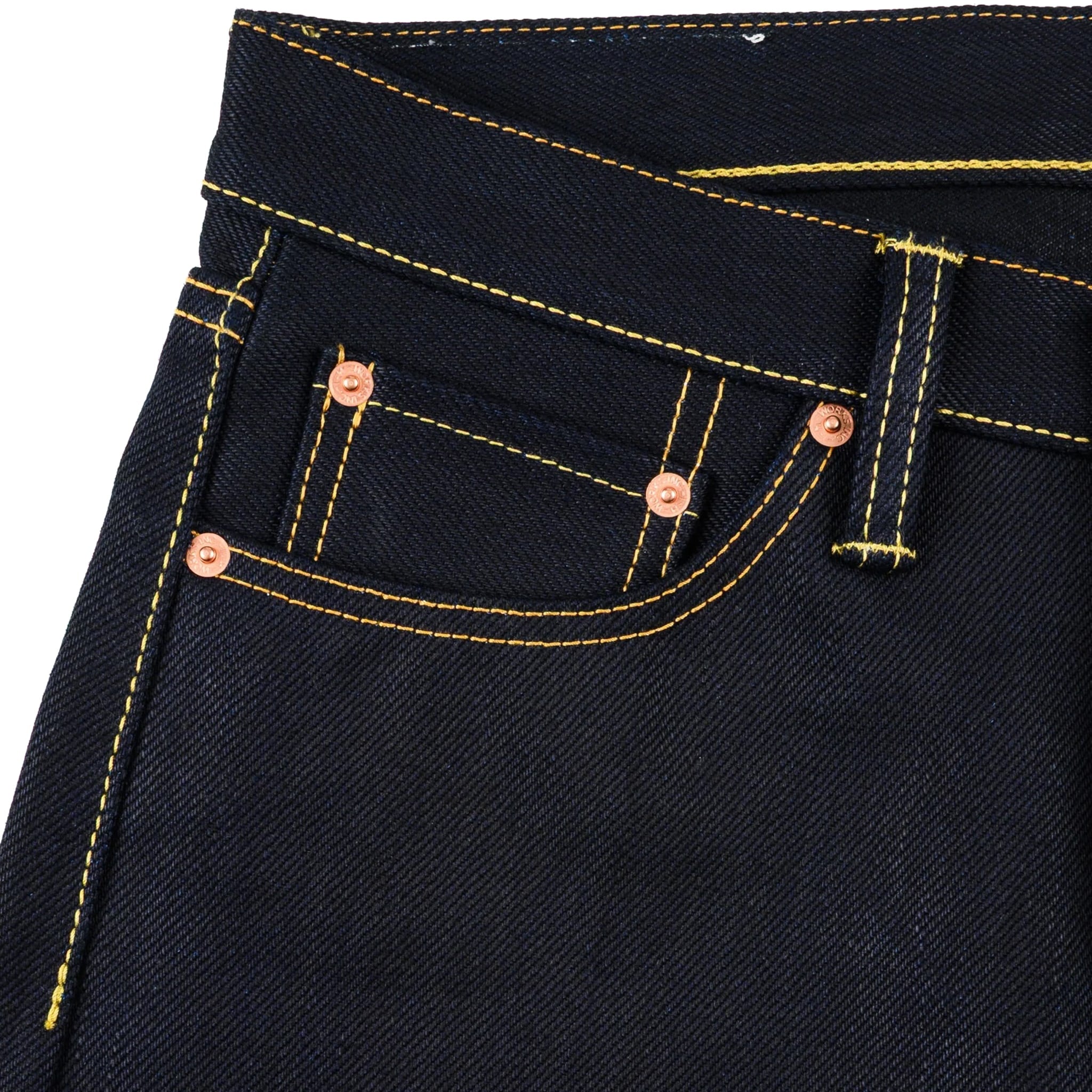 IH-888-XHSib 25oz Selvedge Denim Medium/High Rise Tapered Cut Jeans - Indigo/Black