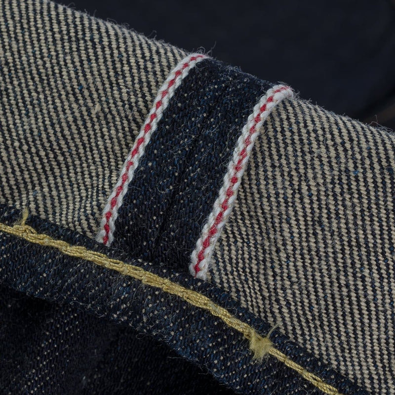 Iron Heart IH-888N 17oz Selvedge Denim Medium/High Rise Tapered Cut Jeans Natural Indigo Selvedge & Fabric Detail