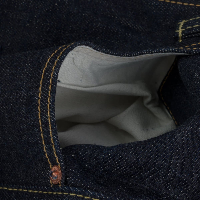 Iron Heart IH-888N 17oz Selvedge Denim Medium/High Rise Tapered Cut Jeans Natural Indigo Pocket Detail