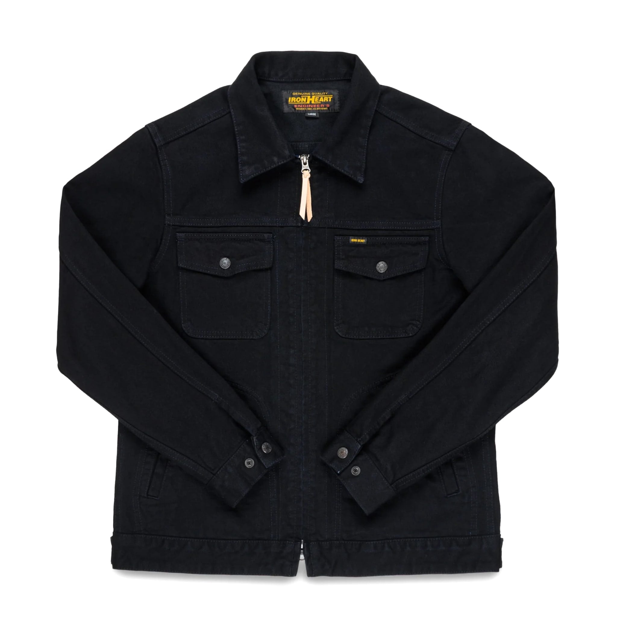 極藍黒　IHJ-123 14ozブロークンセルビッチワークジャケットOD Iron Heart IHJ-123-OD 14oz Broken Twill Selvedge Denim Work Jacket