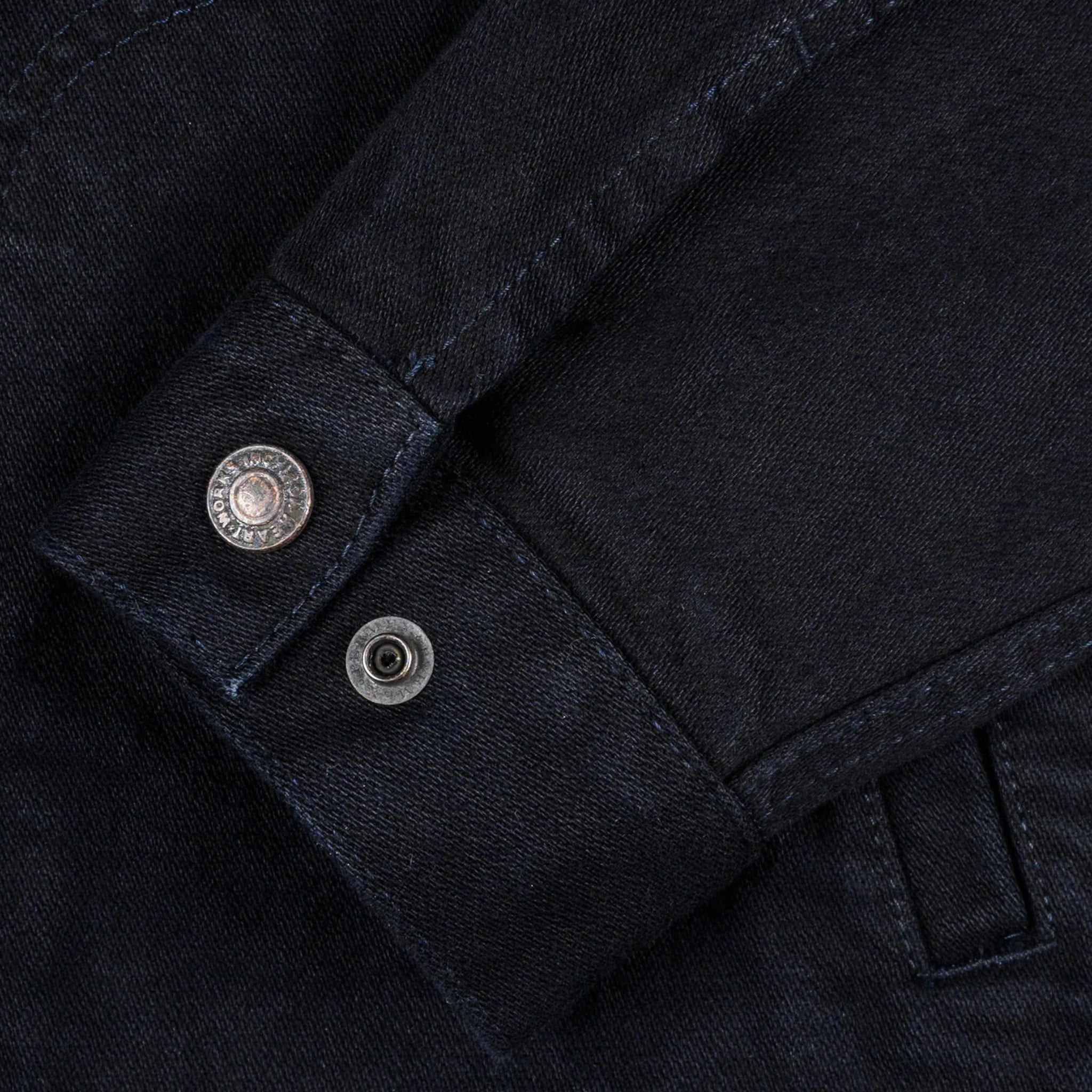 IHJ-123-OD 14oz Broken Twill Selvedge Denim Work Jacket - Indigo Overdyed Black