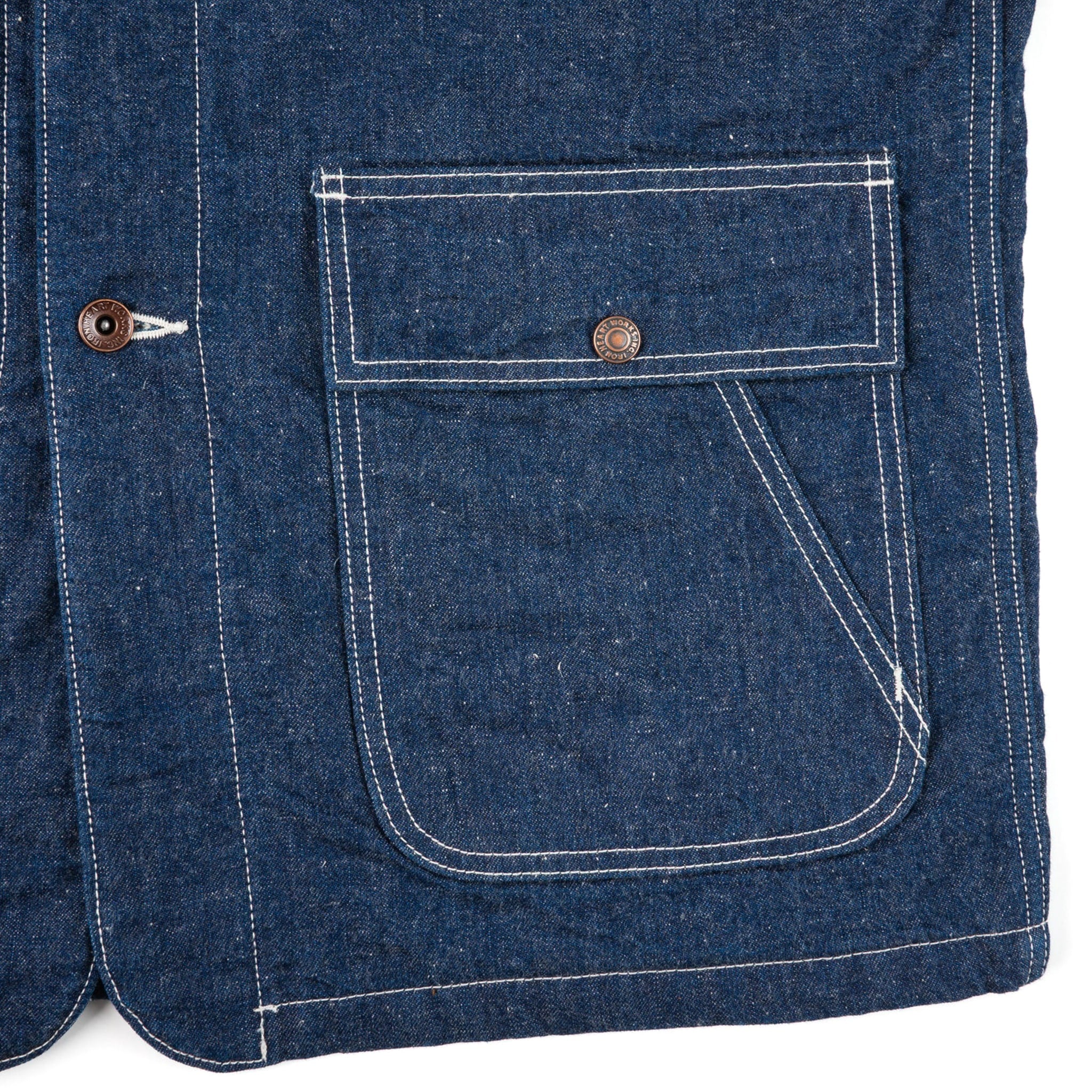 IHJ-149-IND 10oz Selvedge Denim Blanket Lined Chore Jacket - Indigo