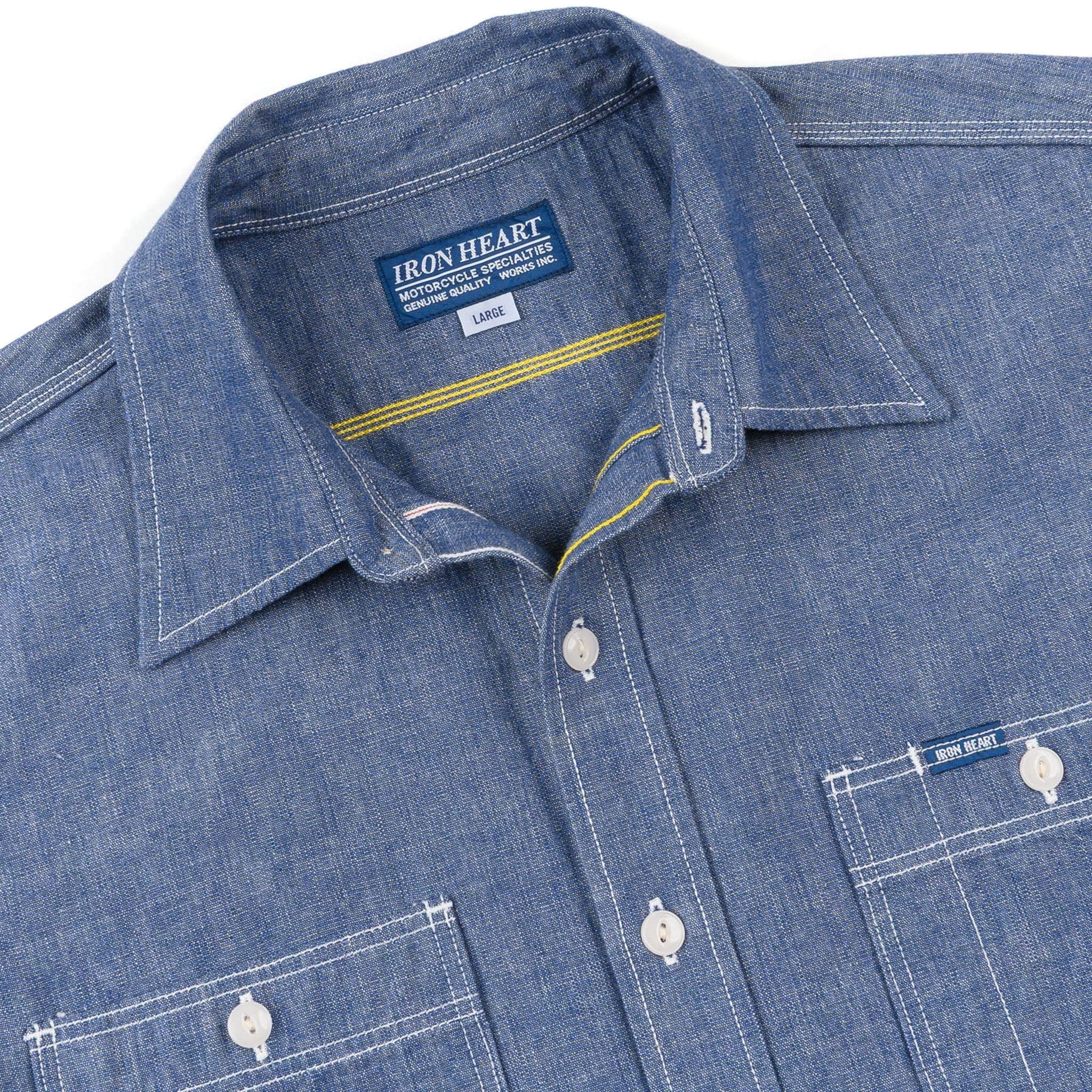 IHSH-21-BLU 10oz Selvedge Chambray Work Shirt - Blue