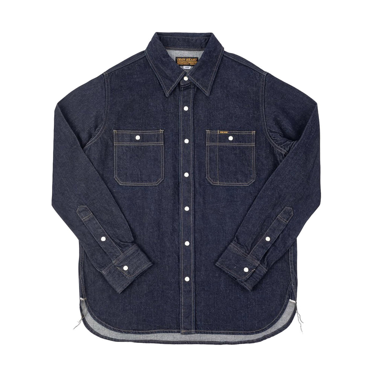 Iron Heart IHSH-326-IND 12oz Selvedge Denim Work Shirt With Snaps ...