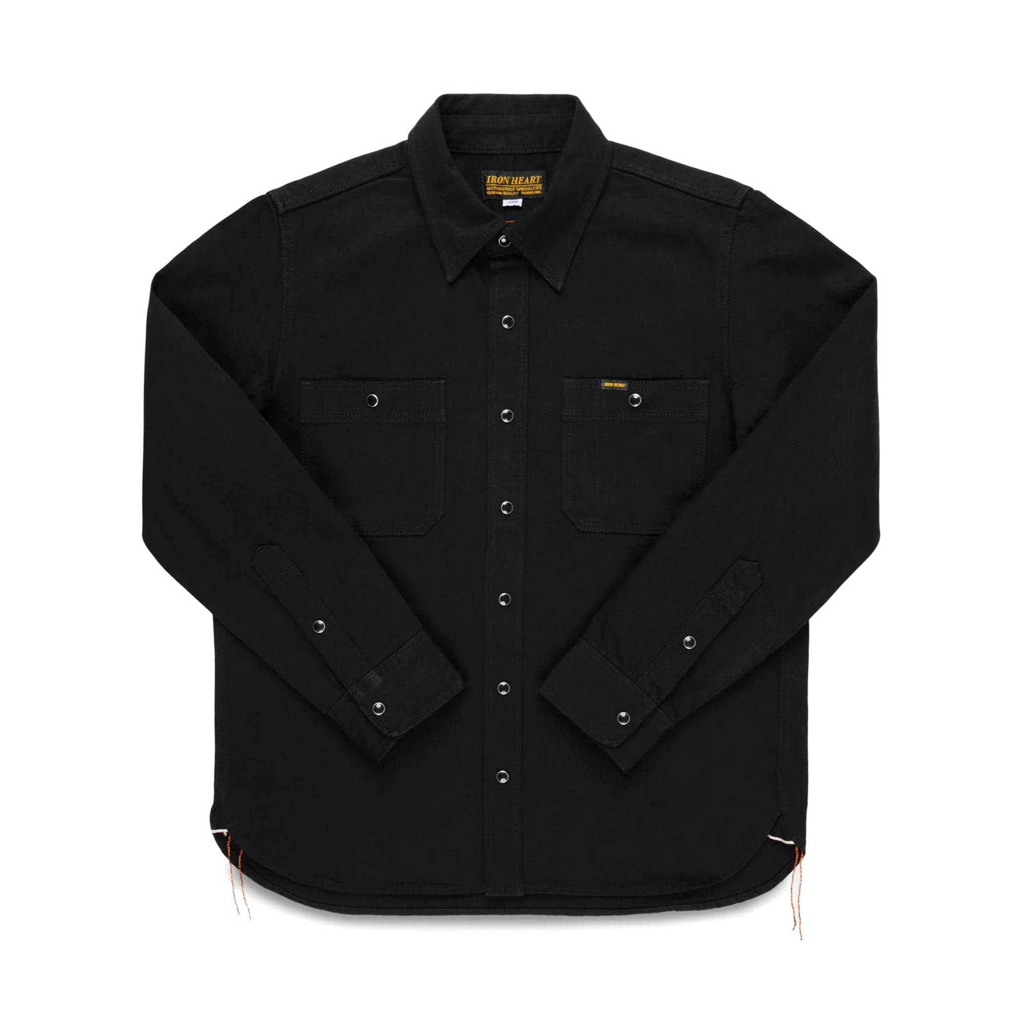 IHSH-338-BLK 12oz Selvedge Denim Work Shirt With Snaps - Black