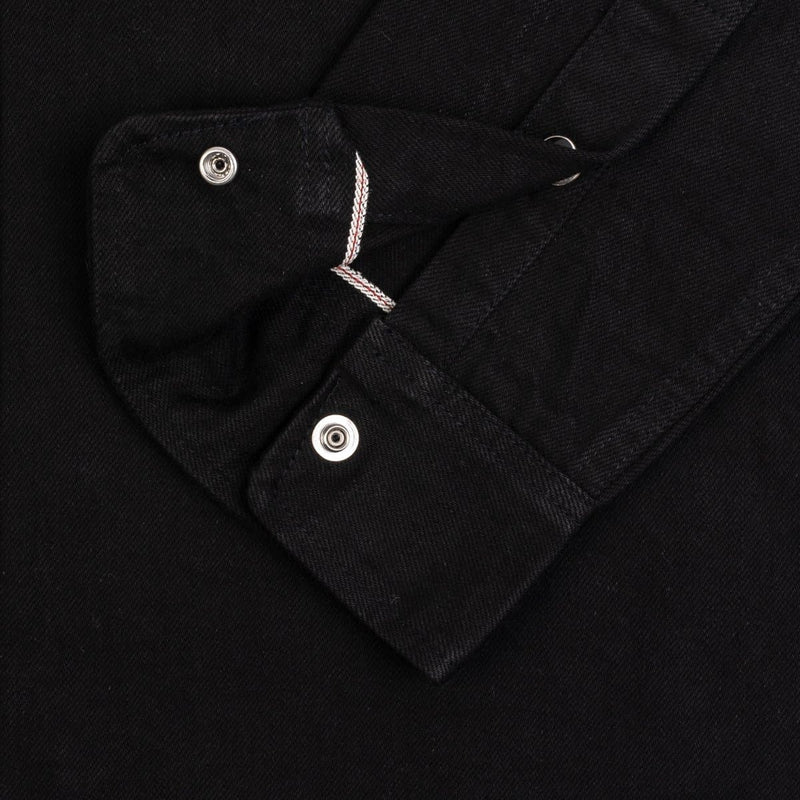 Iron Heart IHSH-338 12oz Selvedge Denim Work Shirt With Snaps Black Cuff Selvedge Detail