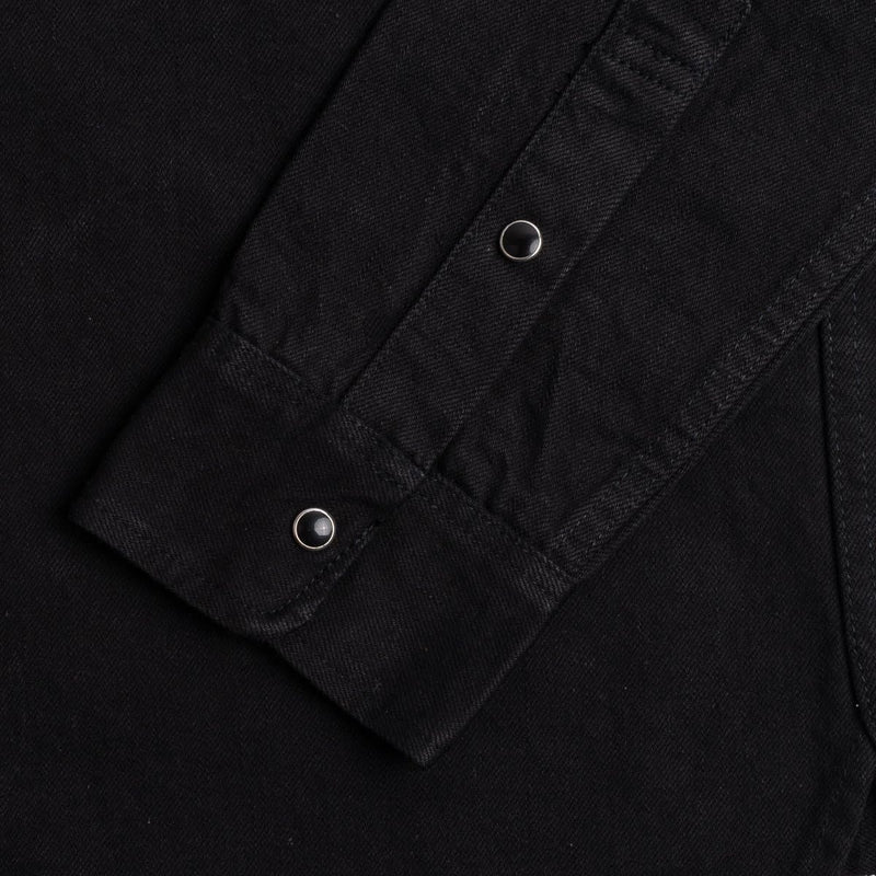 Iron Heart IHSH-338 12oz Selvedge Denim Work Shirt With Snaps Black Cuff Snap Detail