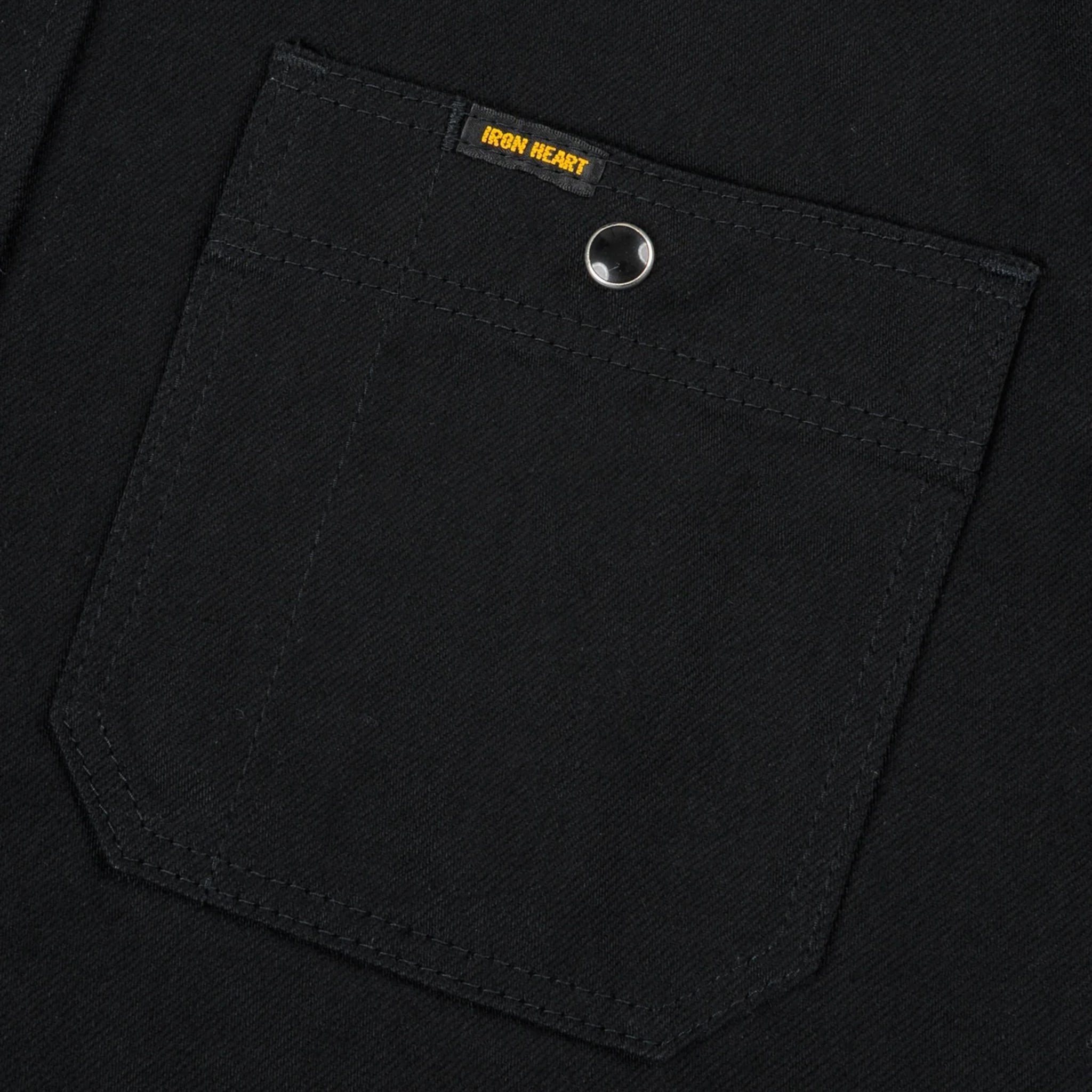 IHSH-338-BLK 12oz Selvedge Denim Work Shirt With Snaps - Black