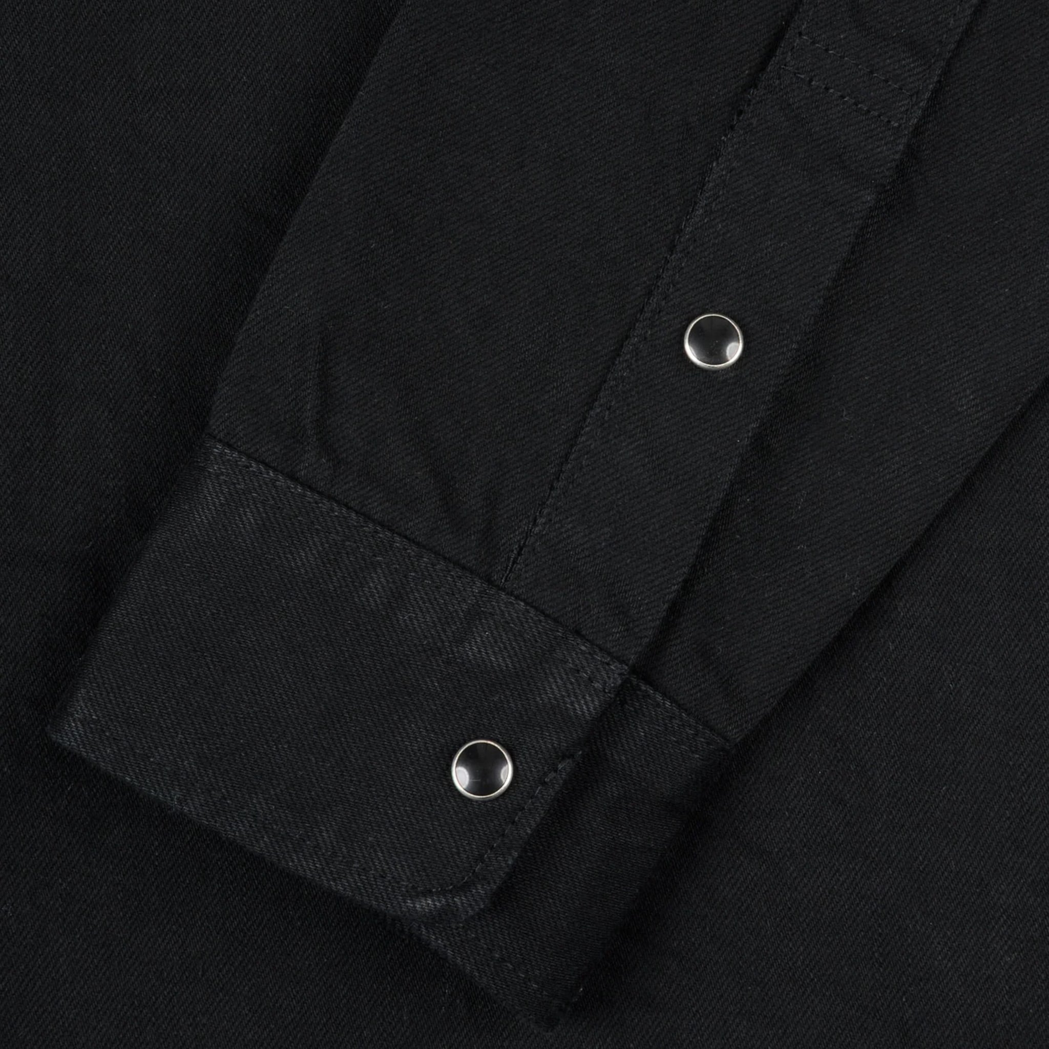 IHSH-338-BLK 12oz Selvedge Denim Work Shirt With Snaps - Black
