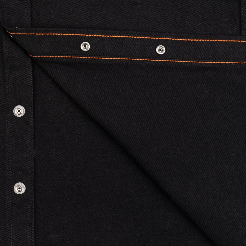 Iron Heart IHSH-338 12oz Selvedge Denim Work Shirt With Snaps Black Placket Bobbin Detail