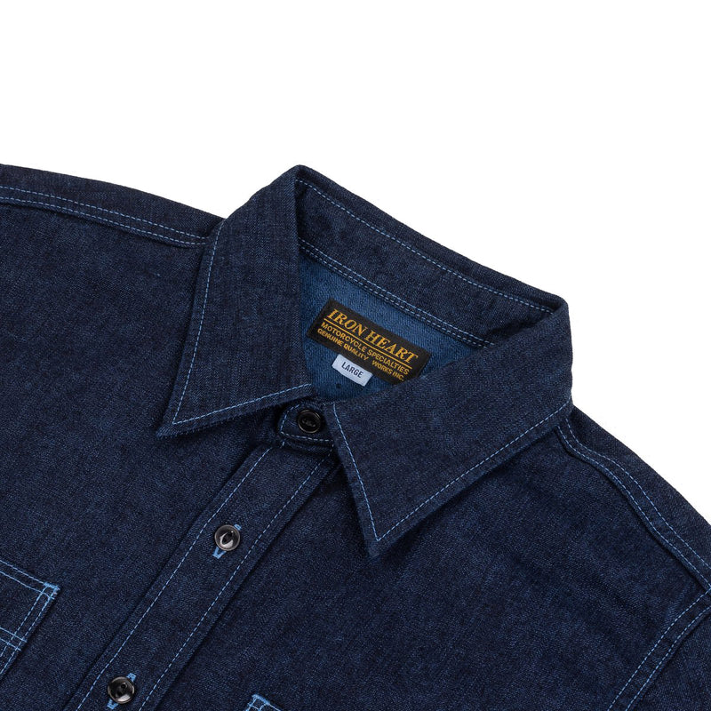 IHSH-353-BLU - 10oz Selvedge Denim Work Shirt - Indigo Overdyed Blue