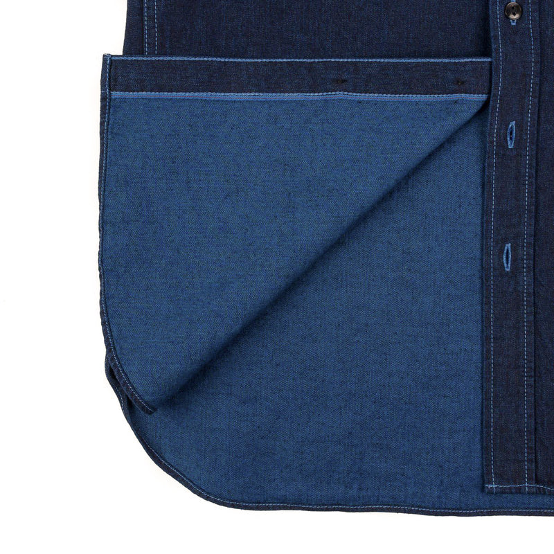 IHSH-353-BLU - 10oz Selvedge Denim Work Shirt - Indigo Overdyed Blue
