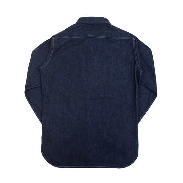 IHSH-353-BLU - 10oz Selvedge Denim Work Shirt - Indigo Overdyed Blue