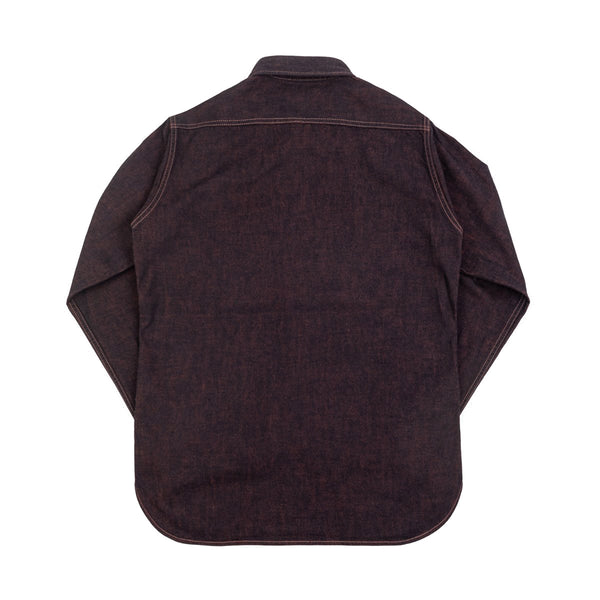 IHSH-353-RED - 10oz Selvedge Denim Work Shirt - Indigo Overdyed Red
