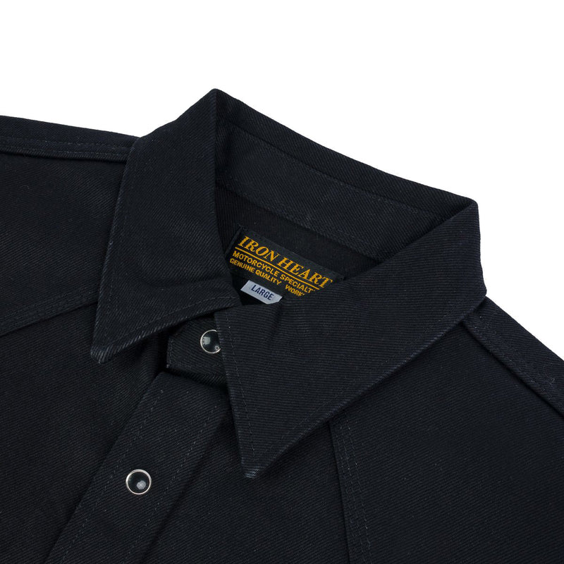 IHSH-361-BLK - 16oz Non-Selvedge Denim Western Shirt -  Superblack